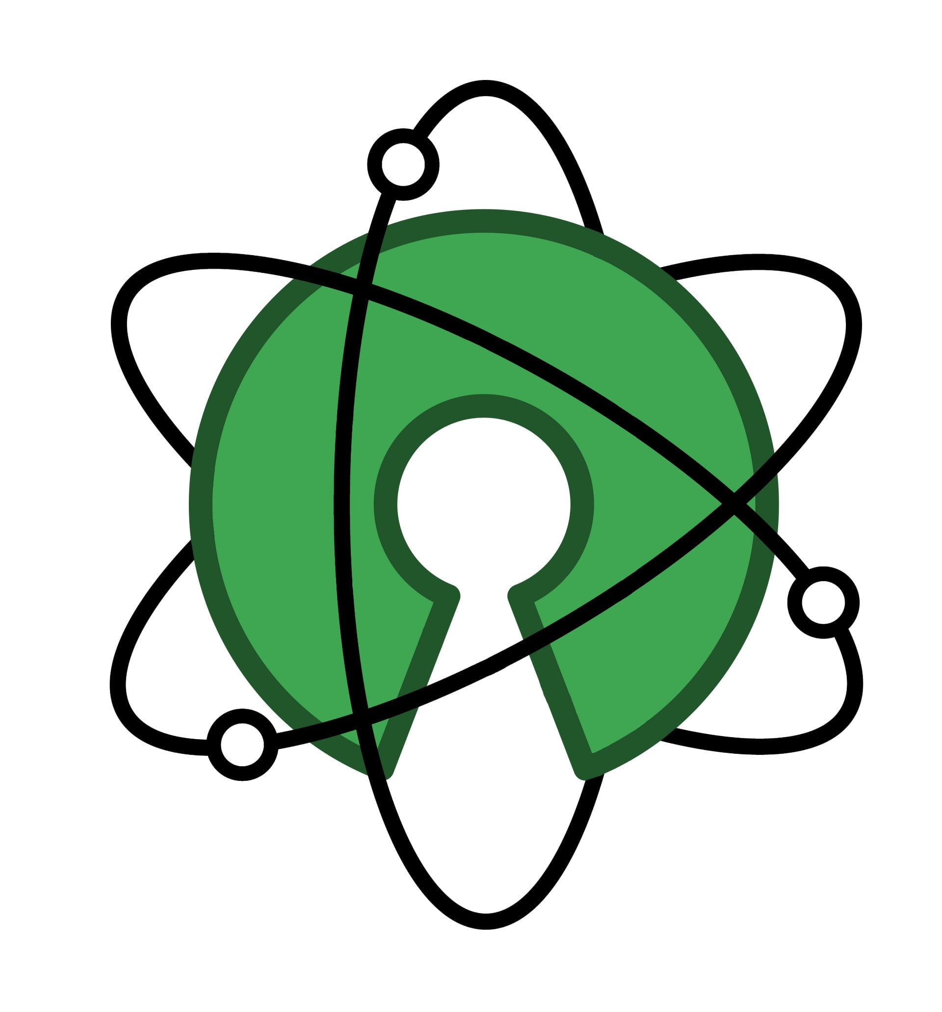 The logo for the museum. It's a green orb that resembles an atom.