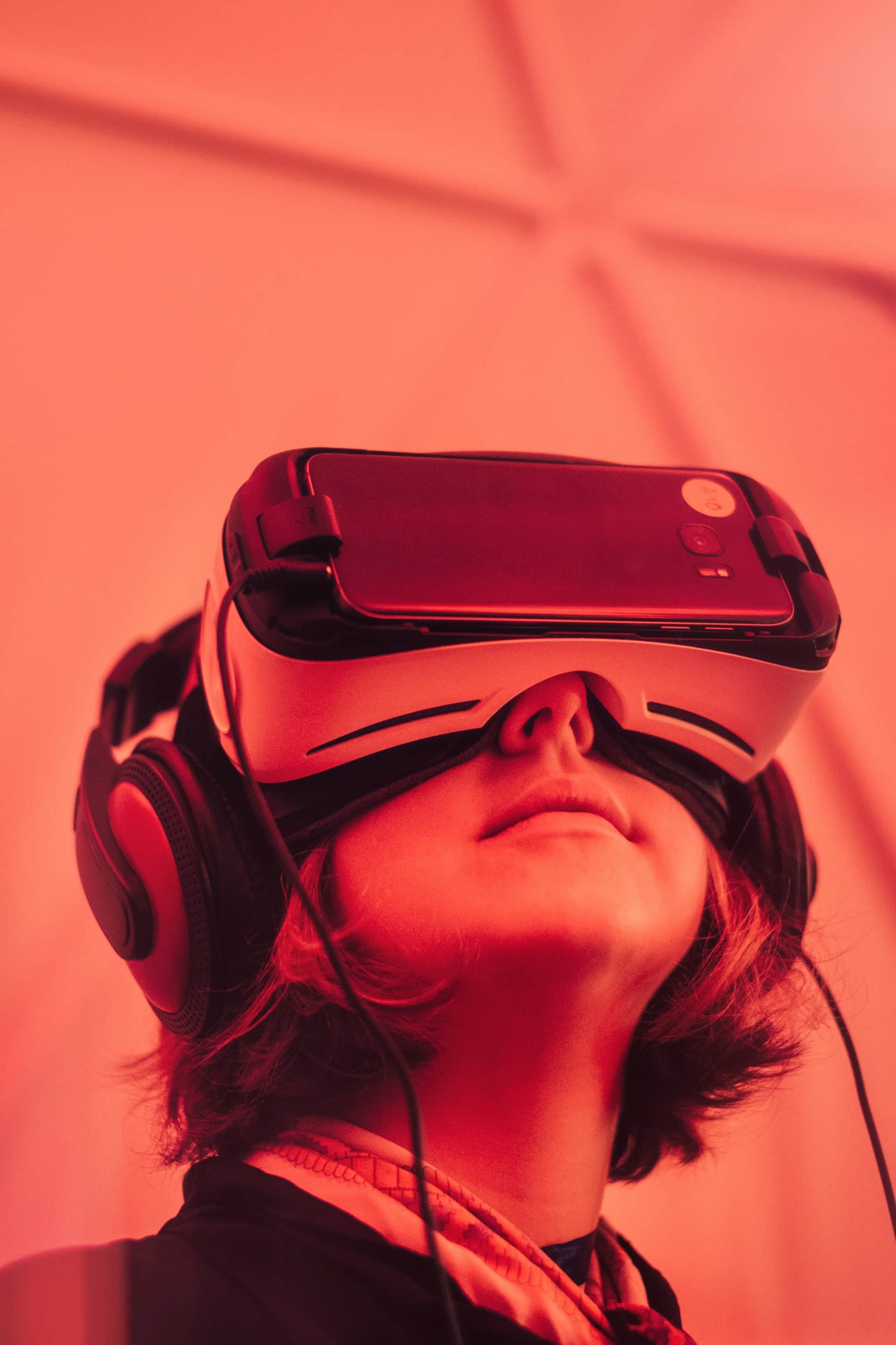A boy wearing a VR headset